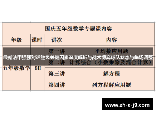 最新法甲强强对话胜负关键因素深度解析与战术博弈球队状态与临场调整 最新法甲强强对话胜负关键因素深度解析与战术博弈球队状态与临场调整